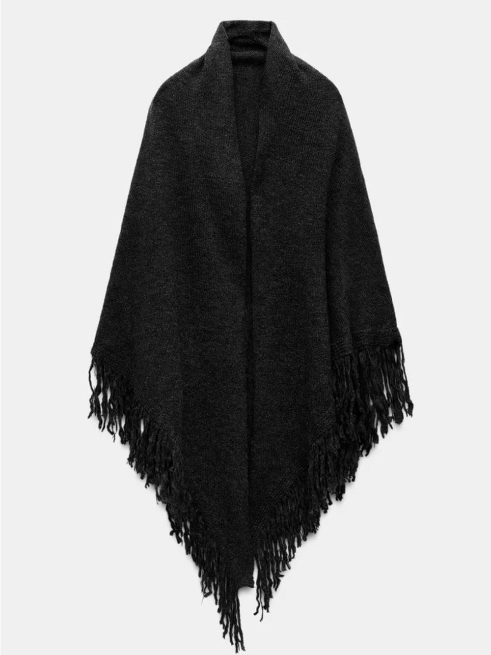 Zara Black Fringe Wrap Shawl